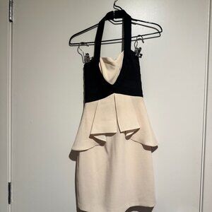 BCBGMAXAZRIA Black & Cream Halter Dress Size 0